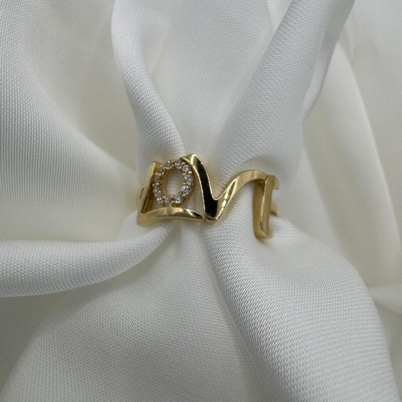кольцо LOVE из 14К золота с натуральными бриллиантами