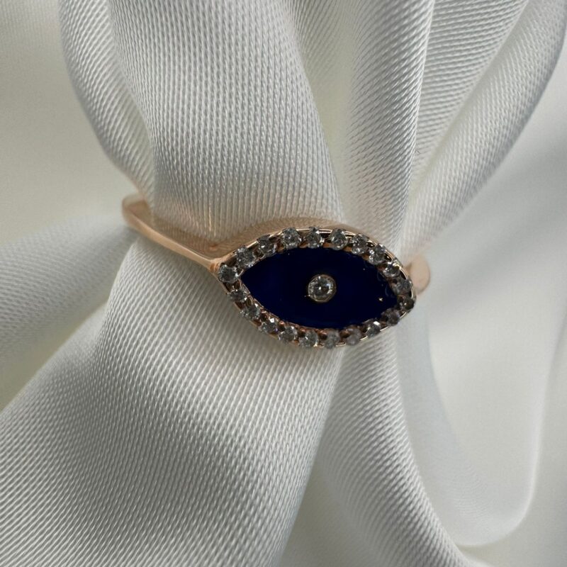 Кольцо в форме глаза из 14K золота с натуральными бриллиантами